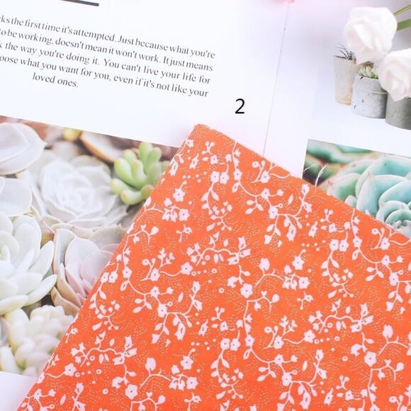 Brand New Cotton Fabric 10x10 Orange Floral Dot Bundle - Picture 9 of 9
